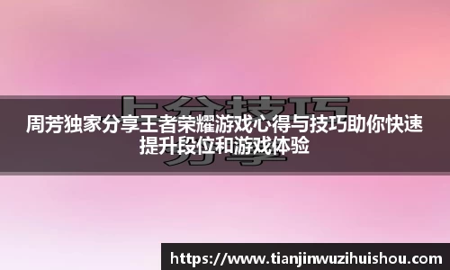周芳独家分享王者荣耀游戏心得与技巧助你快速提升段位和游戏体验